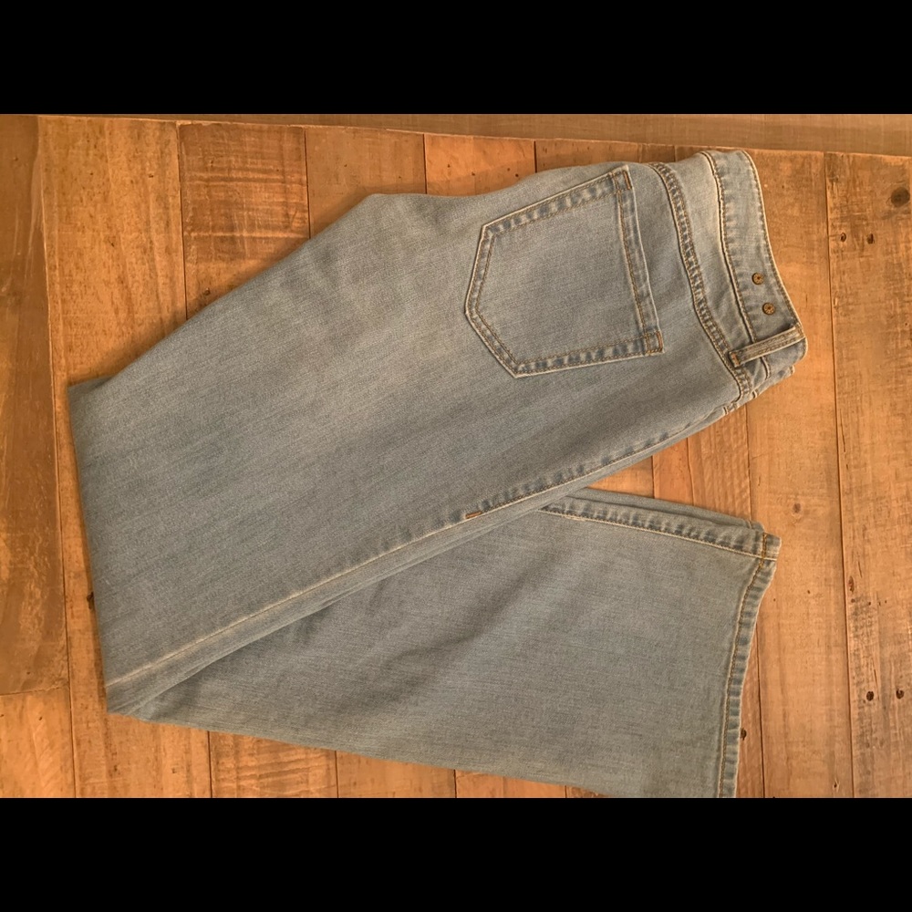 Cabi high waisted light denim with wide leg